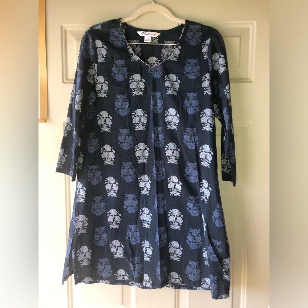 April Cornell Block Print Navy Floral Print Tunic